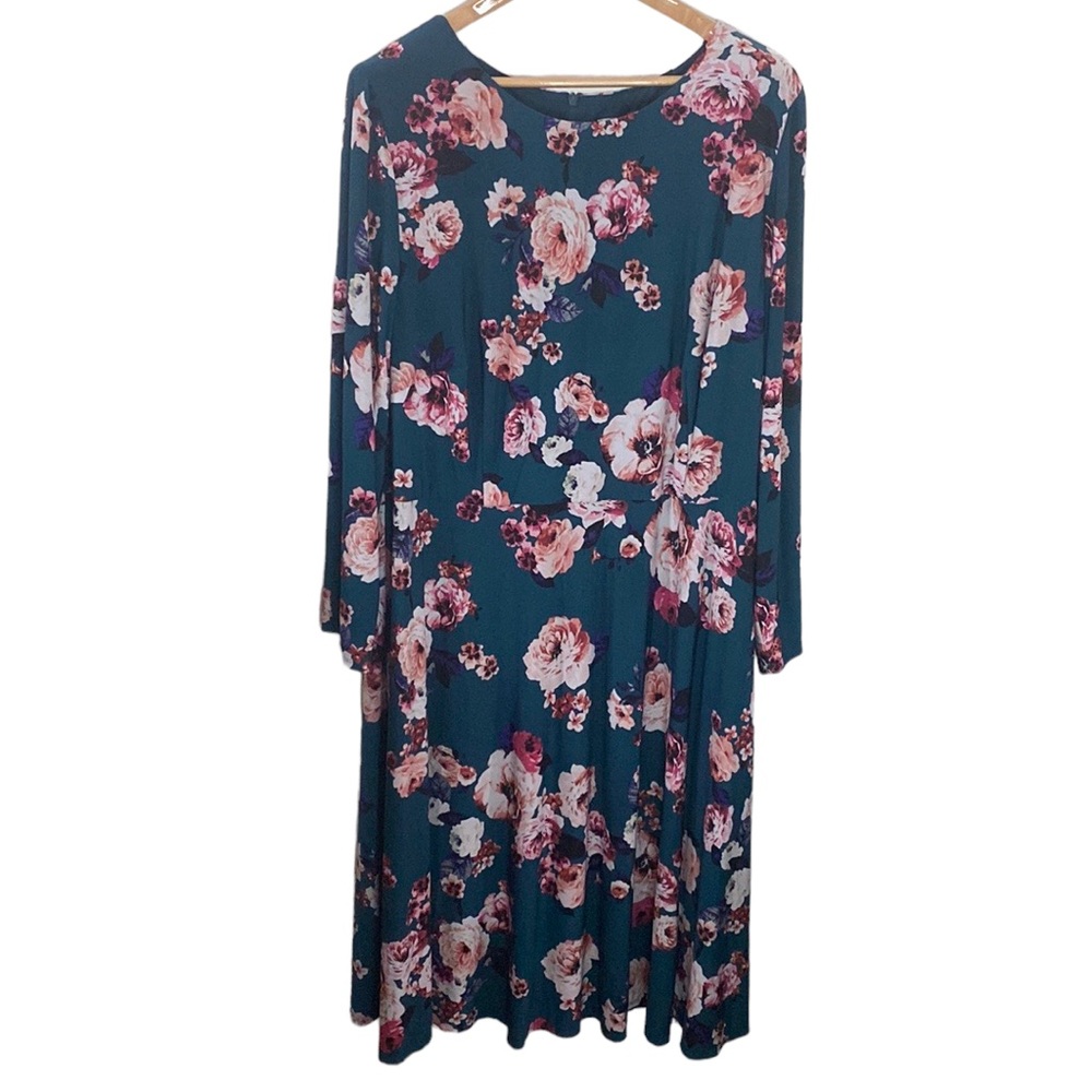Eliza J matte jersey stretch knit floral print midi dress size 24W